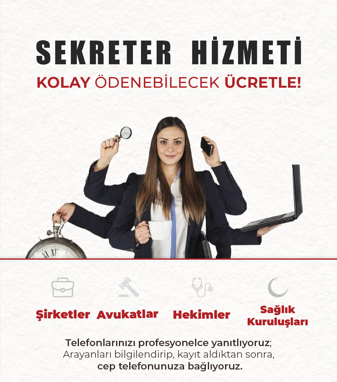 Uzman Sekreter operatörü çağrı karşılıyor — Sekreter Hizmeti